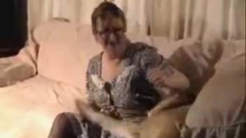 Mature vixen with massive booty and enormous tits fucks her canine companion