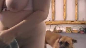 Curvy mature lady being screwed by a hung pup
