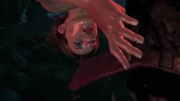 3D adult animation with beasts and Lara Croft