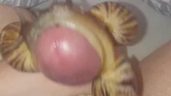Uncut cock getting covered in fresh snail juice