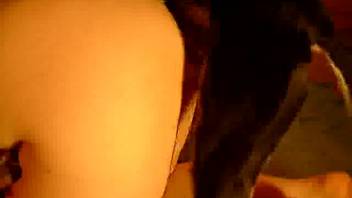 Ebony canine penetrating a beast-lover's narrow orifice from the rear