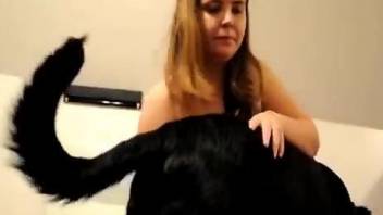 Sexual delight on a dog's penis in full zoo XXX porn