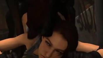 Jill from Resident Evil gets creampied by a sexy dog
