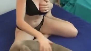 Big boobies babe getting fucked by a twisted beast