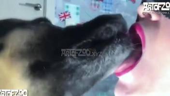 Astonishing oral scene with a breathtaking zoophile
