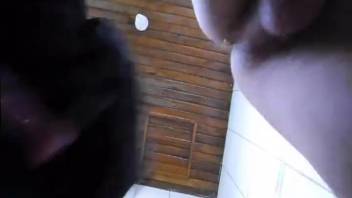 Canine thrusts into guy's rear so intensely that the dude ejaculates quickly