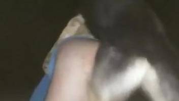 Furry dog makes naked owner scream in pleasure