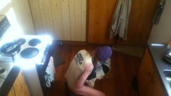 Horny guy recorded in amateur clips penetrating a dog's rear end