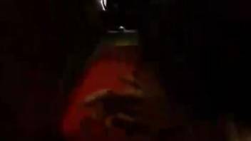Slender woman relishes massive canine cock in both openings