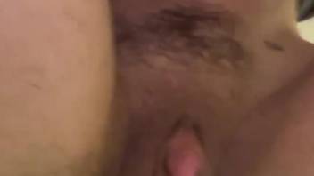 Beast polishing her pussy in a closeup porn movie